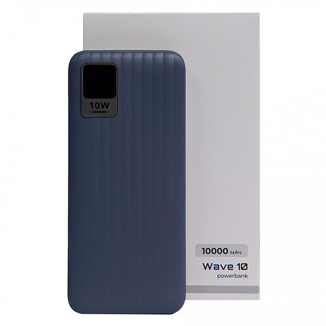 Универсальный аккумулятор OMG Wave 10 (10000 мАч), синий, 14,9х6.7х1,6 см с логотипом  заказать по выгодной цене в кибермаркете AvroraStore