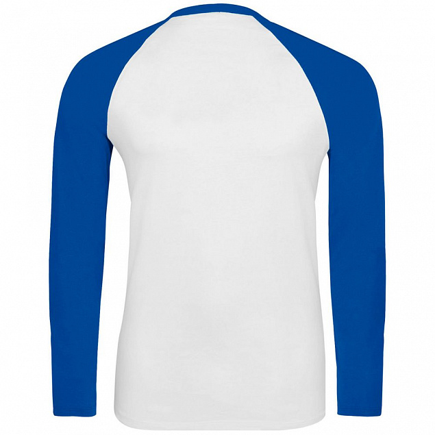 Футболка с длинным рукавом «Дно дна», белая с ярко-синим с логотипом  заказать по выгодной цене в кибермаркете AvroraStore