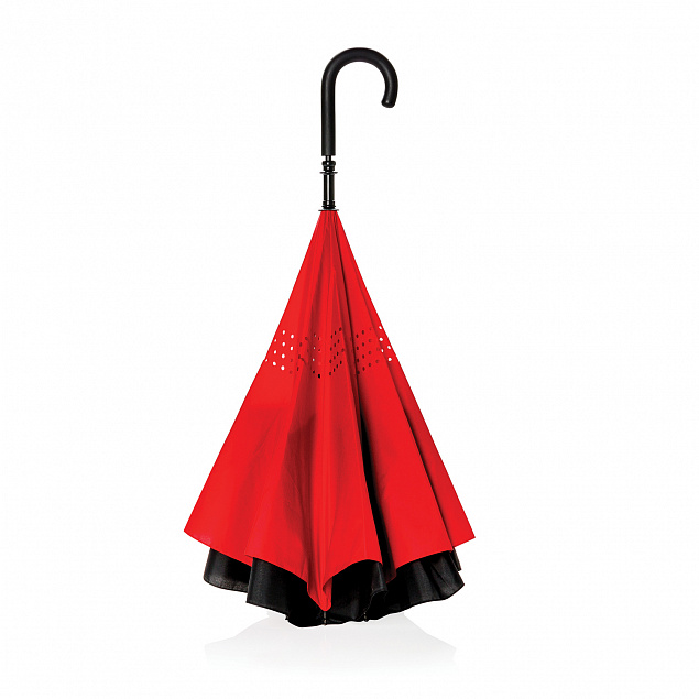Механический двусторонний зонт 23”, красный с логотипом  заказать по выгодной цене в кибермаркете AvroraStore