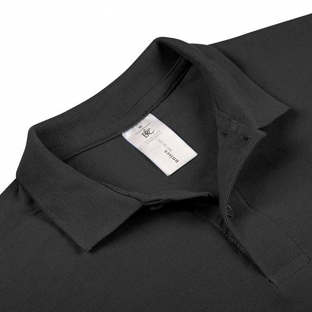 Рубашка поло ID.001 черная с логотипом  заказать по выгодной цене в кибермаркете AvroraStore