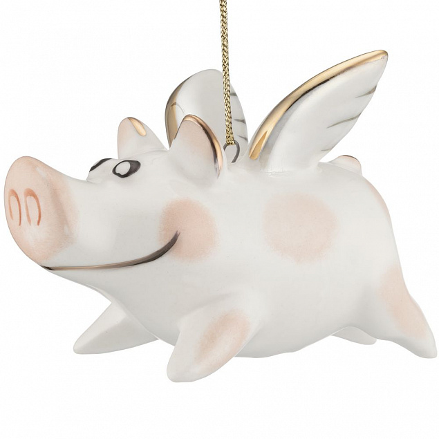 Фарфоровая елочная игрушка Piggy Wingy с логотипом  заказать по выгодной цене в кибермаркете AvroraStore