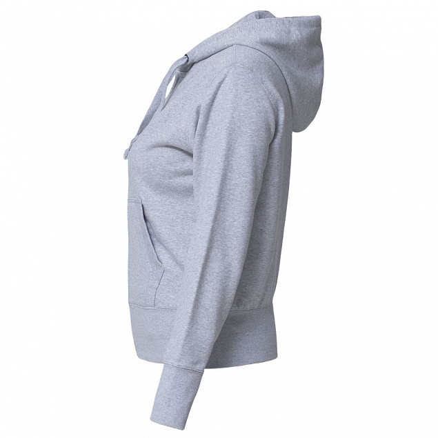 Толстовка женская Hooded Full Zip серый меланж с логотипом  заказать по выгодной цене в кибермаркете AvroraStore