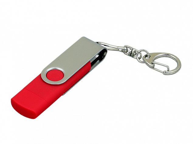 USB/micro USB-флешка на 32 Гб с поворотным механизмом с логотипом  заказать по выгодной цене в кибермаркете AvroraStore