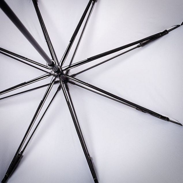 Зонт-трость Wind, серебристый с логотипом  заказать по выгодной цене в кибермаркете AvroraStore