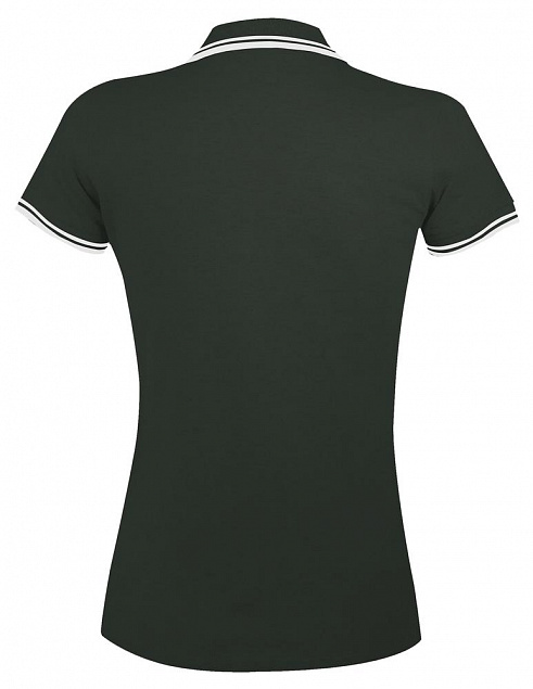 Рубашка поло женская PASADENA WOMEN 200 с контрастной отделкой, зеленая с белым с логотипом  заказать по выгодной цене в кибермаркете AvroraStore