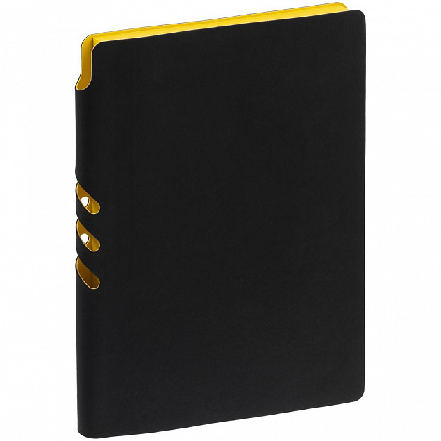 Ежедневник Flexpen Black, недатированный, черный с желтым с логотипом  заказать по выгодной цене в кибермаркете AvroraStore
