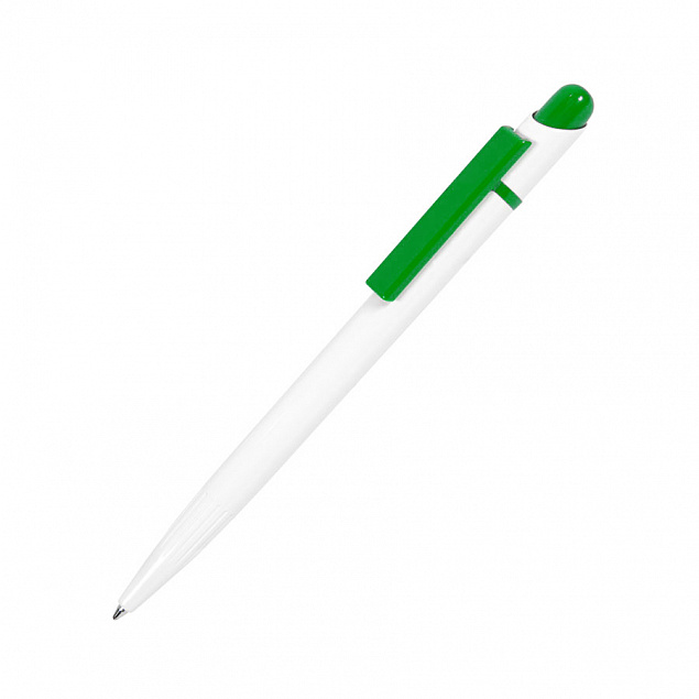 MIR, ручка шариковая, зеленый/белый, пластик с логотипом  заказать по выгодной цене в кибермаркете AvroraStore