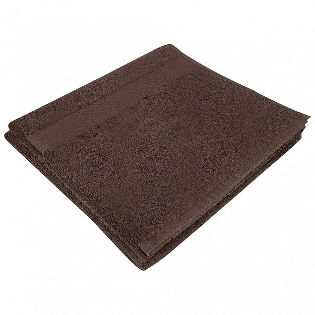 Полотенце Soft Me Large, коричневое с логотипом  заказать по выгодной цене в кибермаркете AvroraStore