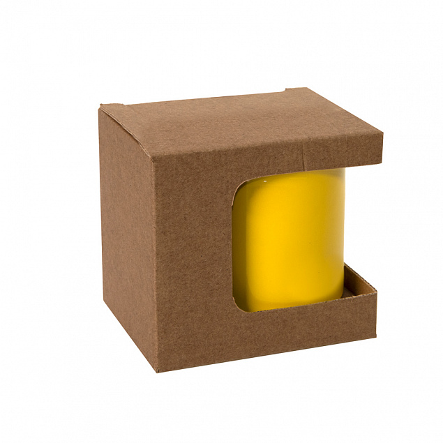Коробка для кружек 25903, 27701, 27601, размер 11,8х9,0х10,8 см, микрогофрокартон, коричневый с логотипом  заказать по выгодной цене в кибермаркете AvroraStore