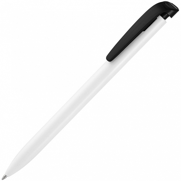 Ручка шариковая Favorite, белая с черным с логотипом  заказать по выгодной цене в кибермаркете AvroraStore