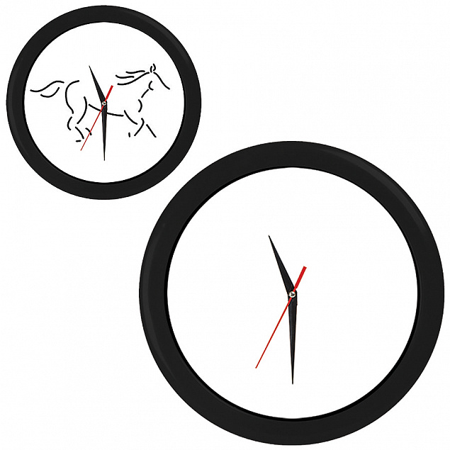 Часы настенные "ПРОМО" разборные ;  черный, D28,5 см; пластик с логотипом  заказать по выгодной цене в кибермаркете AvroraStore