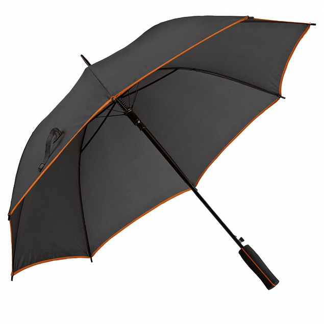 Зонт-трость Jenna, черный с оранжевым с логотипом  заказать по выгодной цене в кибермаркете AvroraStore