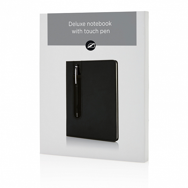 Блокнот для записей Deluxe формата A5 и ручка-стилус с логотипом  заказать по выгодной цене в кибермаркете AvroraStore