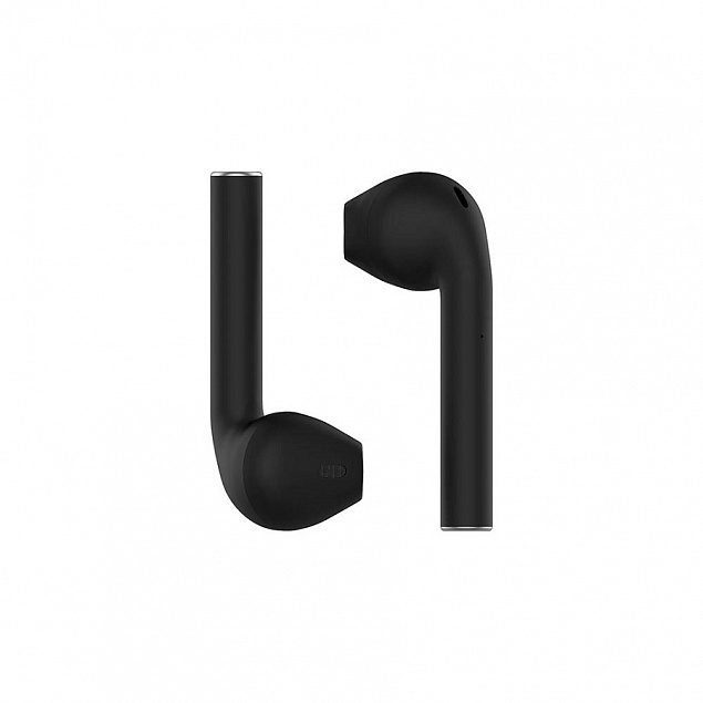 Наушники беспроводные с зарядным боксом TWS AIR SOFT, цвет черный  с логотипом  заказать по выгодной цене в кибермаркете AvroraStore
