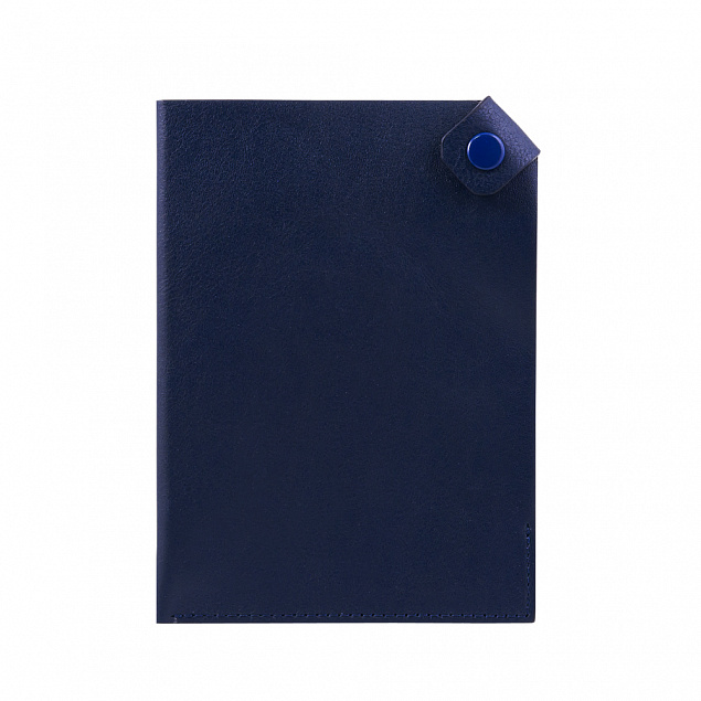 Чехол для паспорта PURE 140*90 мм., застежка на кнопке, натуральная кожа (гладкая), синий с логотипом  заказать по выгодной цене в кибермаркете AvroraStore