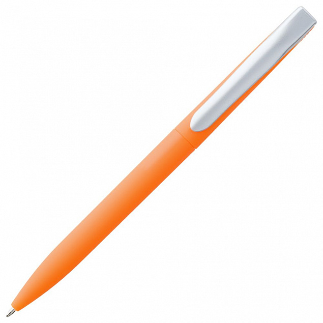 Ручка шариковая Pin Soft Touch, оранжевая с логотипом  заказать по выгодной цене в кибермаркете AvroraStore
