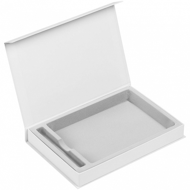 Коробка Silk с ложементом под ежедневник и ручку, белая с логотипом  заказать по выгодной цене в кибермаркете AvroraStore