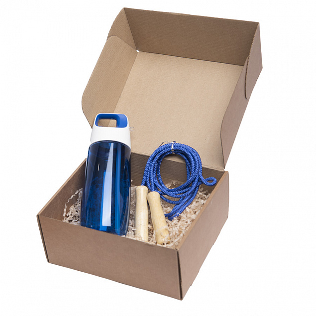 Набор подарочный INMODE: бутылка для воды, скакалка, стружка, коробка, синий с логотипом  заказать по выгодной цене в кибермаркете AvroraStore