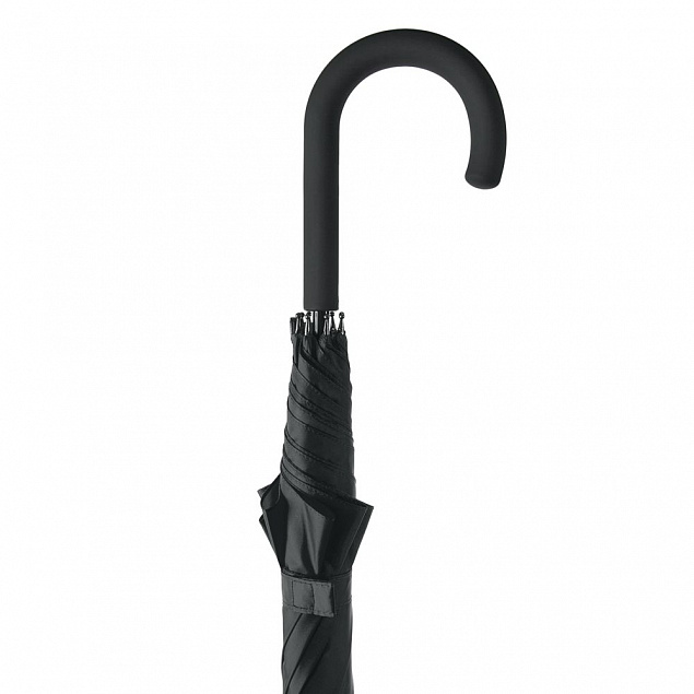Зонт-трость Wind, черный с логотипом  заказать по выгодной цене в кибермаркете AvroraStore