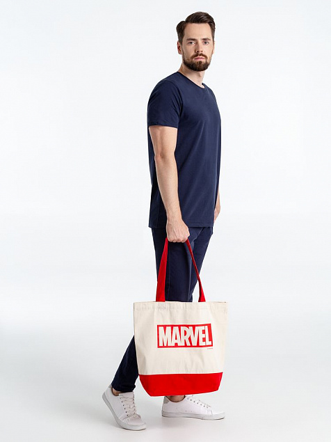 Холщовая сумка Marvel, красная с логотипом  заказать по выгодной цене в кибермаркете AvroraStore