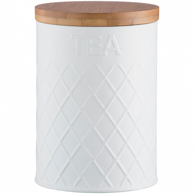 Емкость для хранения чая Embossed, белая с логотипом  заказать по выгодной цене в кибермаркете AvroraStore