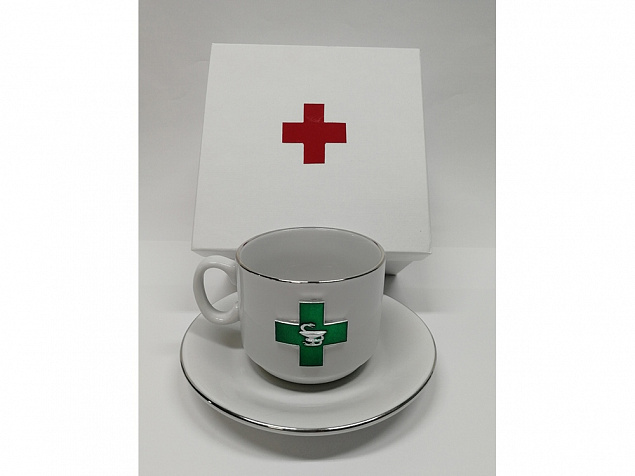 Чайная пара фарфоровая Фармацевт с логотипом  заказать по выгодной цене в кибермаркете AvroraStore
