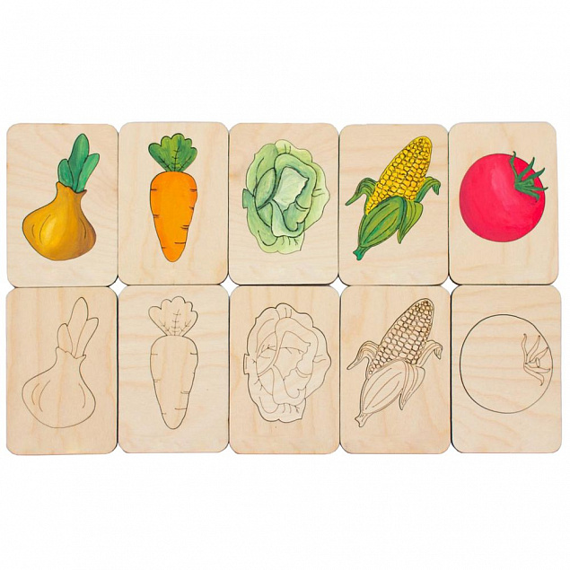 Карточки-раскраски Wood Games, овощи с логотипом  заказать по выгодной цене в кибермаркете AvroraStore