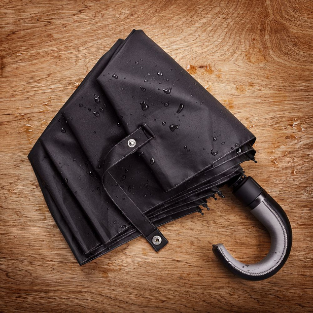 Складной зонт Etna, черный с логотипом  заказать по выгодной цене в кибермаркете AvroraStore
