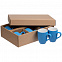 Набор кружек Good Morning c покрытием софт-тач, голубой с логотипом  заказать по выгодной цене в кибермаркете AvroraStore