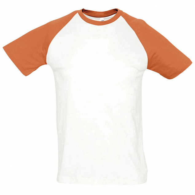 Футболка мужская двухцветная FUNKY 150, белая с оранжевым с логотипом  заказать по выгодной цене в кибермаркете AvroraStore