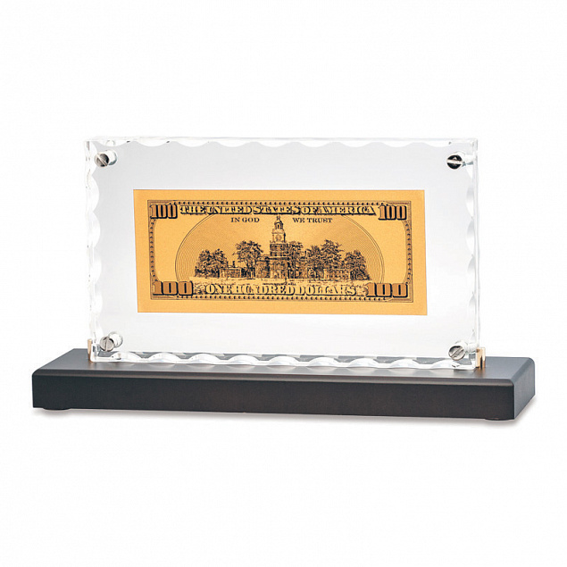 "Банкнота 100 USD"в стекле с логотипом  заказать по выгодной цене в кибермаркете AvroraStore
