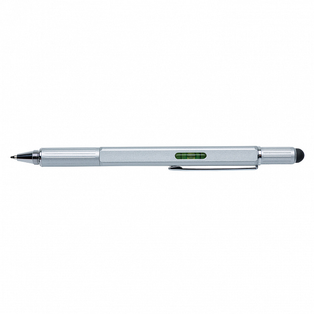 Многофункциональная ручка 5 в 1, серебряный с логотипом  заказать по выгодной цене в кибермаркете AvroraStore