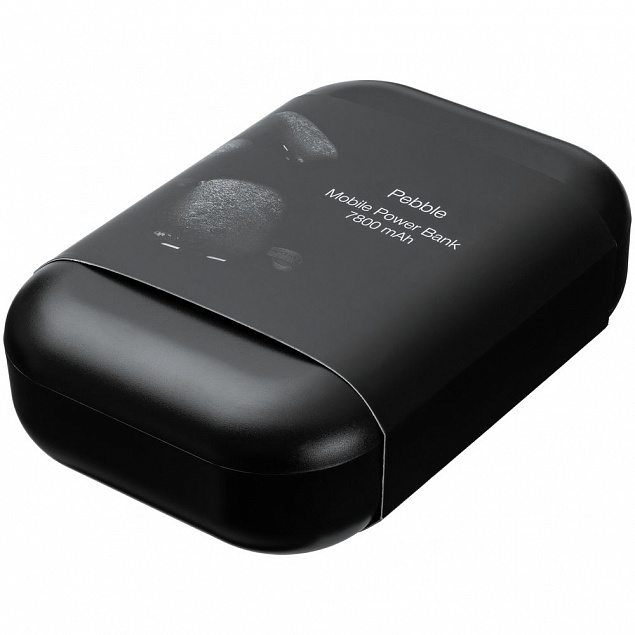 Внешний аккумулятор Pebble 7800 мАч, черный с логотипом  заказать по выгодной цене в кибермаркете AvroraStore