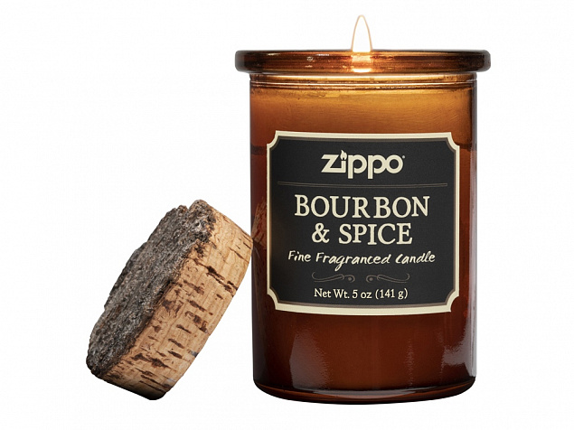 Ароматизированная свеча ZIPPO Bourbon & Spice, воск/хлопок/кора древесины/стекло, 70x100 мм с логотипом  заказать по выгодной цене в кибермаркете AvroraStore