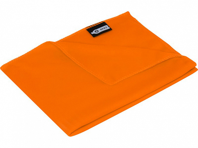 Спортивное охлаждающее полотенце Raquel из переработанного ПЭТ в мешочке, оранжевый с логотипом  заказать по выгодной цене в кибермаркете AvroraStore