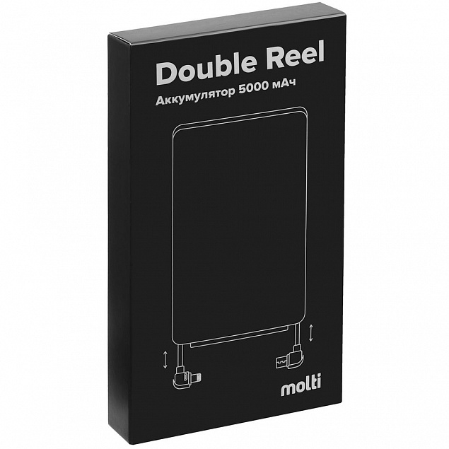 Внешний аккумулятор Double Reel 5000 мАч, черный с логотипом  заказать по выгодной цене в кибермаркете AvroraStore