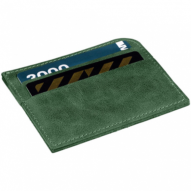 Чехол для карточек Apache, темно-зеленый с логотипом  заказать по выгодной цене в кибермаркете AvroraStore