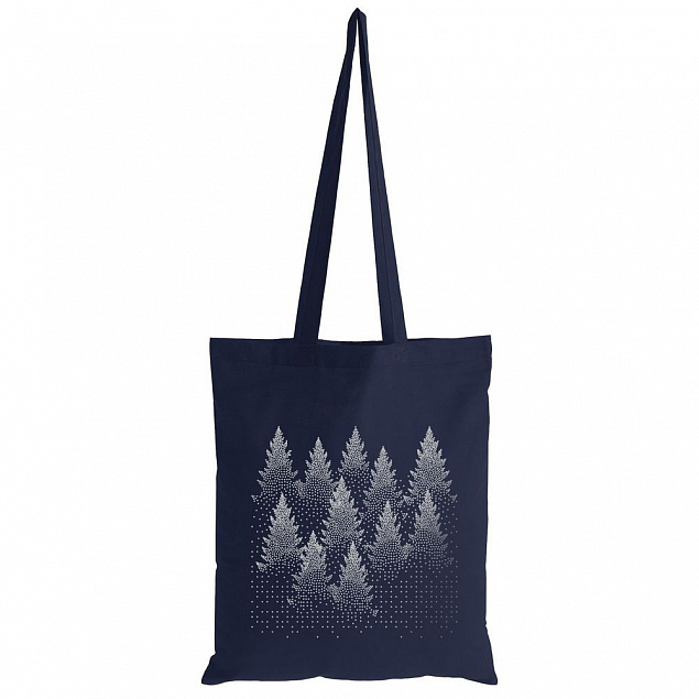 Холщовая сумка Silver Christmas, темно-синяя с логотипом  заказать по выгодной цене в кибермаркете AvroraStore