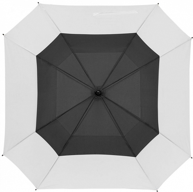 Квадратный зонт-трость Octagon, черный с белым с логотипом  заказать по выгодной цене в кибермаркете AvroraStore