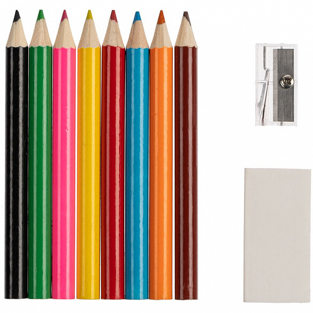 Набор Hobby с цветными карандашами, ластиком и точилкой, белый с логотипом  заказать по выгодной цене в кибермаркете AvroraStore