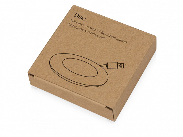 Беспроводное зарядное устройство Disc со встроенным кабелем 2 в 1 с логотипом  заказать по выгодной цене в кибермаркете AvroraStore