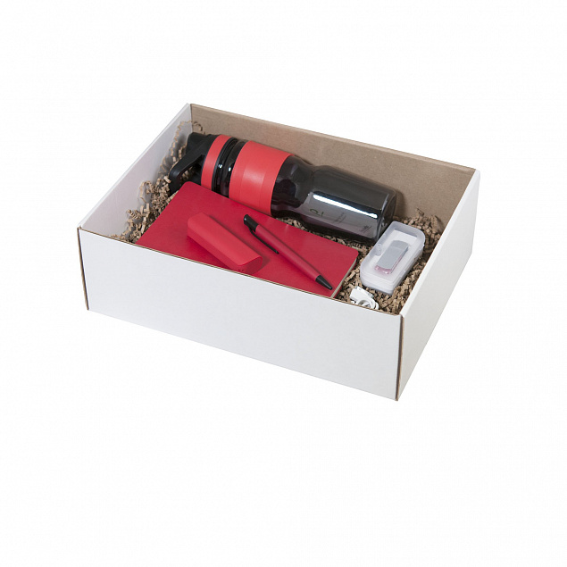 Подарочный набор Portobello красный в большой универсальной подарочной коробке (Спортбутылка, Ежедневник недат А5, Power bank, Ручка, Флешка) с логотипом  заказать по выгодной цене в кибермаркете AvroraStore