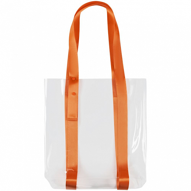 Шоппер Clear Fest, прозрачный с оранжевыми ручками с логотипом  заказать по выгодной цене в кибермаркете AvroraStore