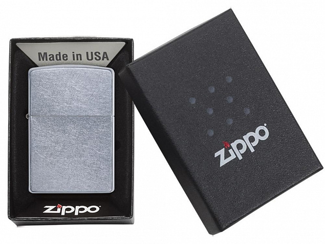 Зажигалка ZIPPO Classic с покрытием Street Chrome™ с логотипом  заказать по выгодной цене в кибермаркете AvroraStore
