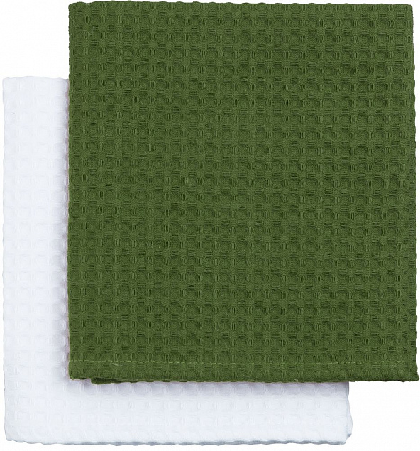 Набор кухонных полотенец Good Wipe, белый с зеленым с логотипом  заказать по выгодной цене в кибермаркете AvroraStore