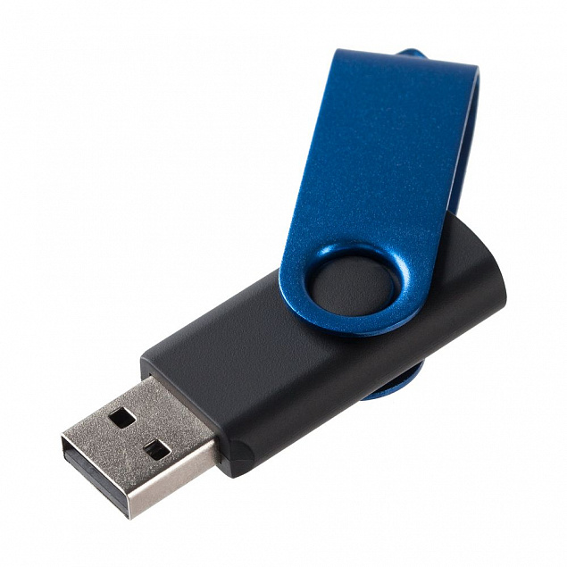 Флешка Twist Color, черная с синим, 16 Гб с логотипом  заказать по выгодной цене в кибермаркете AvroraStore