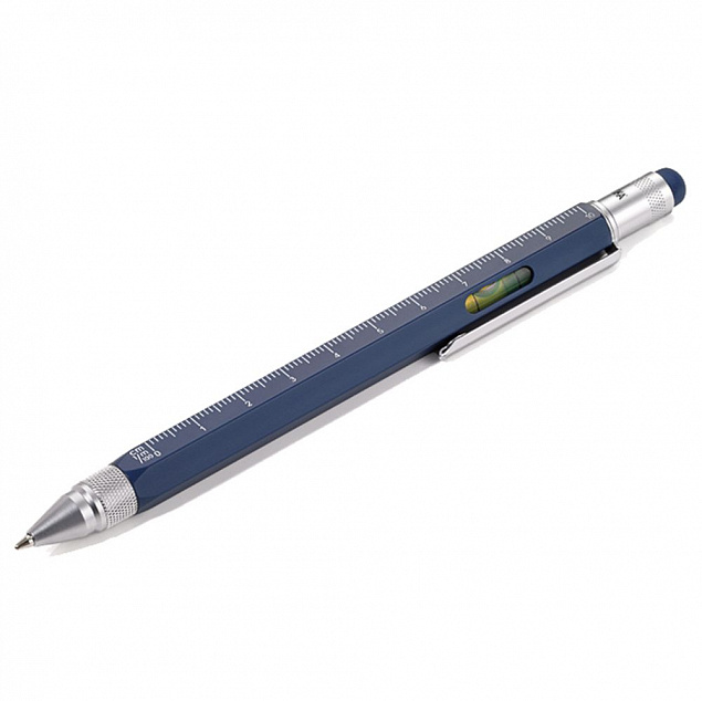 Ручка шариковая Construction, мультиинструмент, синяя с логотипом  заказать по выгодной цене в кибермаркете AvroraStore