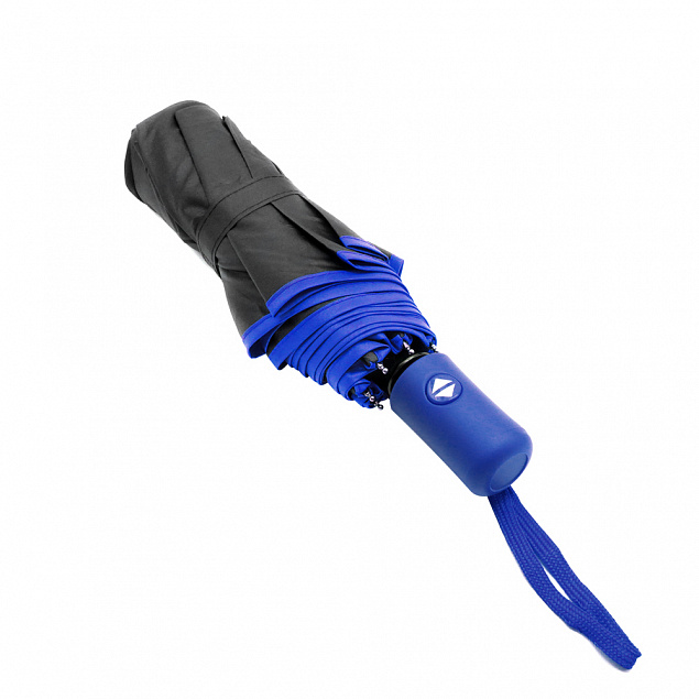 Противоштормовой автоматический зонт Line, синий с логотипом  заказать по выгодной цене в кибермаркете AvroraStore