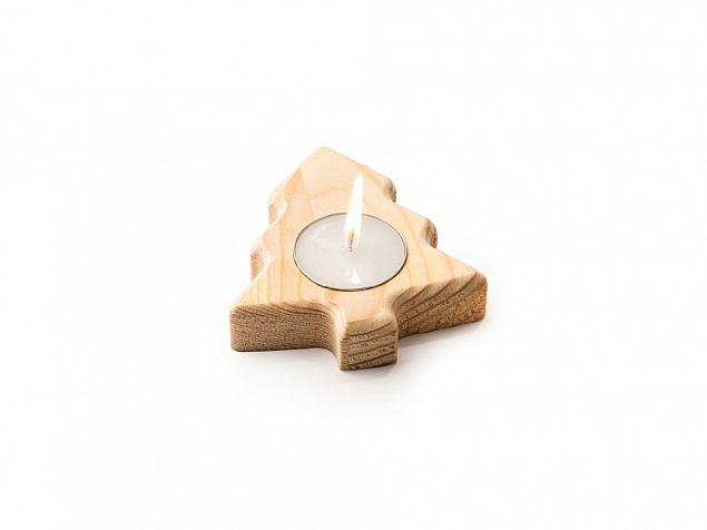 Свеча MAKA на деревянной подставке с логотипом  заказать по выгодной цене в кибермаркете AvroraStore