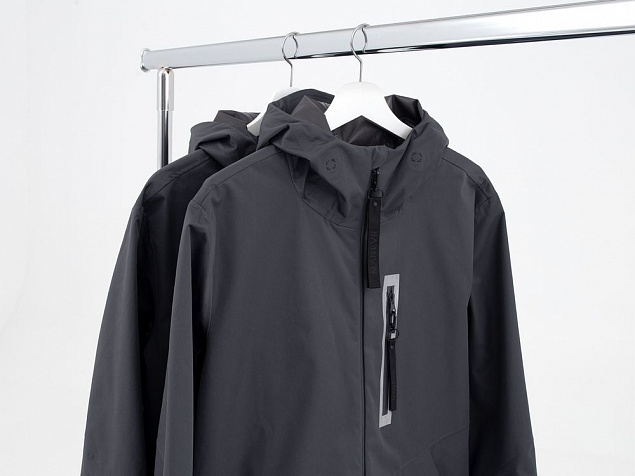 Куртка унисекс Shtorm, темно-серая (графит) с логотипом  заказать по выгодной цене в кибермаркете AvroraStore